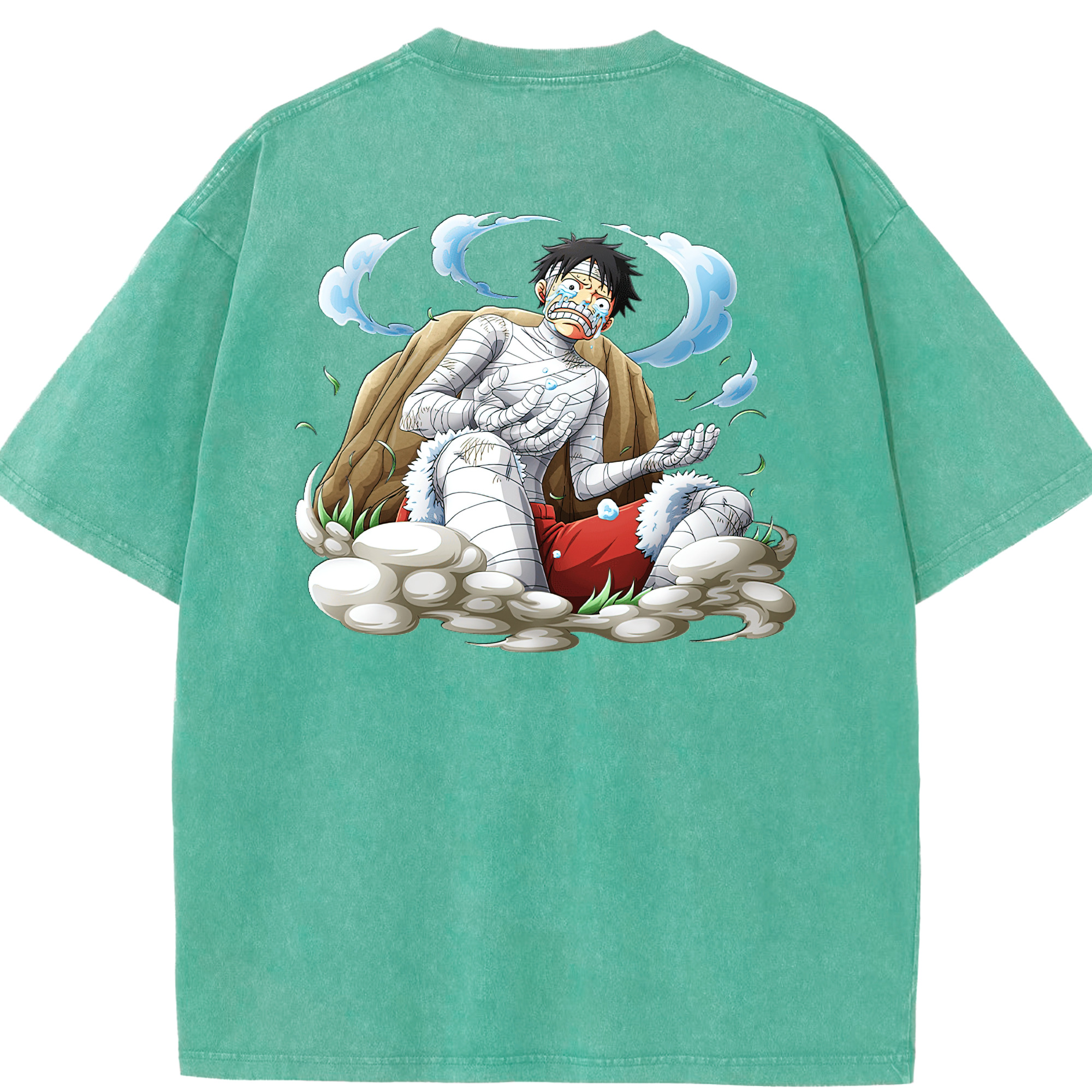 ワンピース モンキー・D・ルフィ ONE PIECE Monkey D. Luffy 綿100% ヴィンテージ風 半袖Tシャツ（背面プリント）